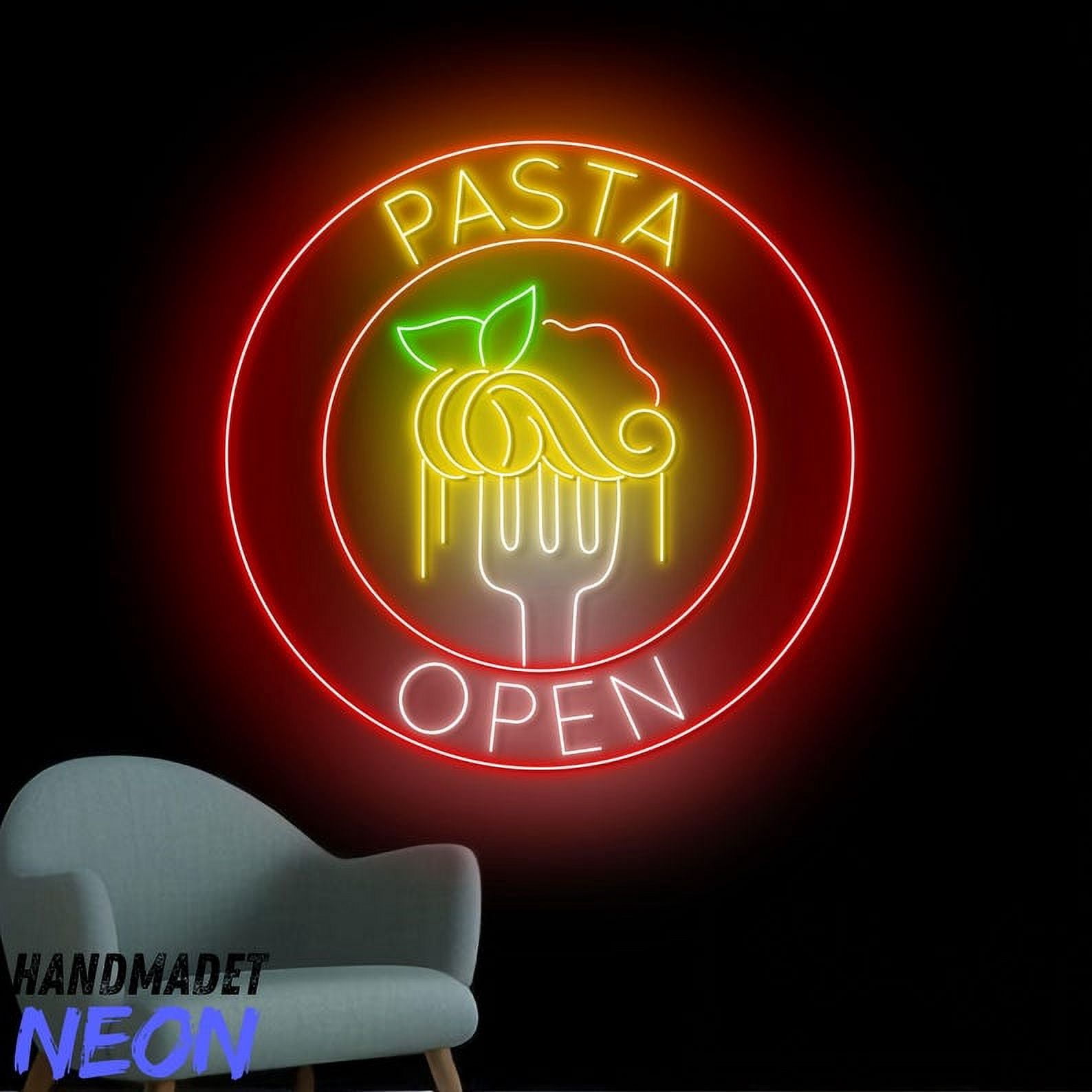 Handmadetneonsign Pasta Open Neon Sign, Italian Cuisine Led Sign, Spaghetti Wall Art Decor 91478