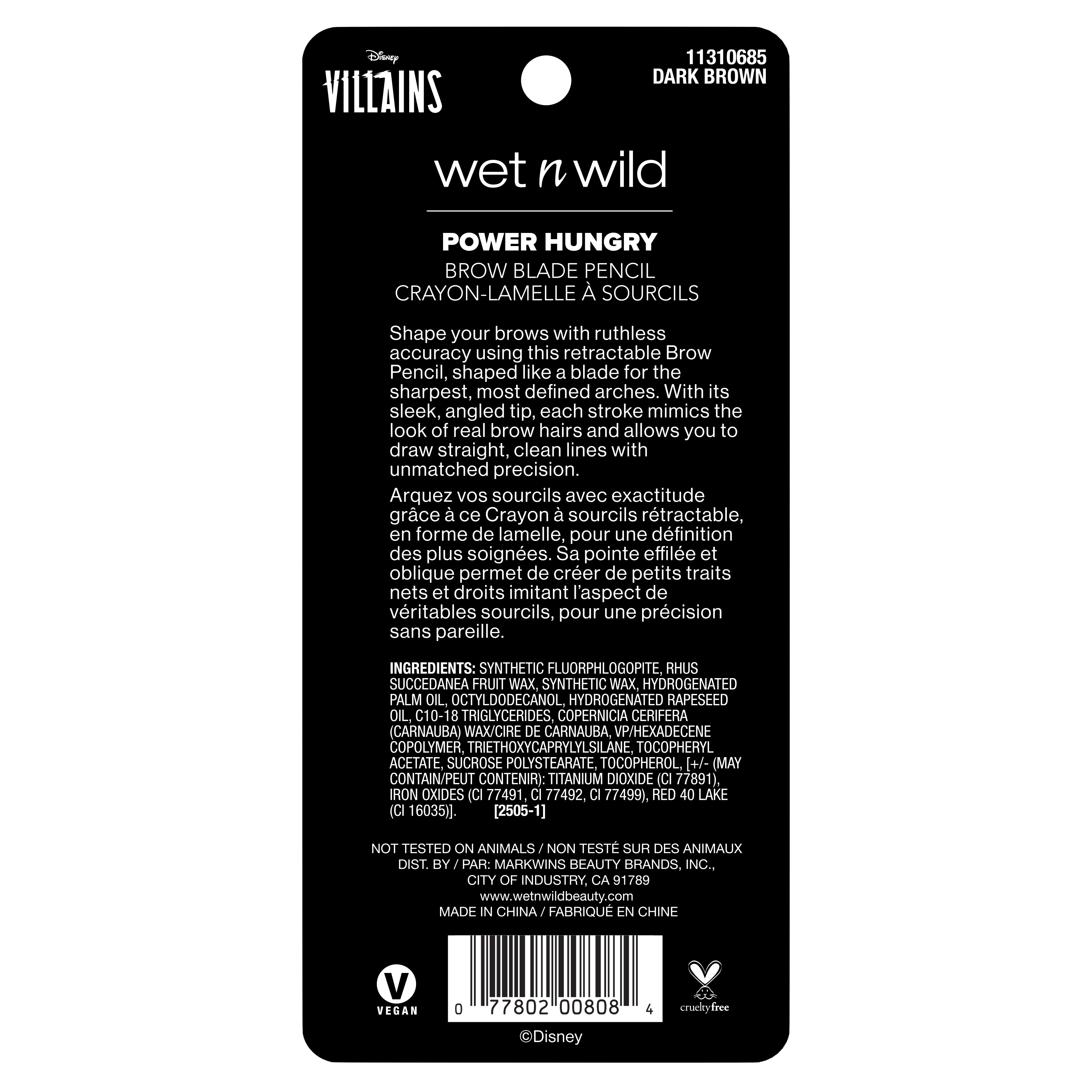 Wet n Wild Disney Villains, Maleficent, Power Hungry Brow Blade Pencil in Dark Brown, 0.006 Ounces
