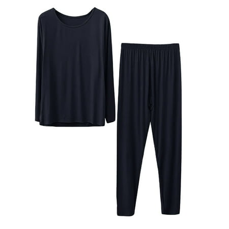 SNOWSONG Clearance! Thermal Underwear Set for Women Women s Thermal Underwear Long Top & Bottom Set Solid Color MM Plus Plus Size Long Underwear Wool Plus Light Velvet Black XL