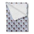 thumbnail image 2 of Pirates Soft Flannel Fleece Throw Blanket, Hand Drawn Style Scary Jolly Roger on Horizontal Stripes Sea Legends Print, Cozy Plush for Indoor and Outdoor Use, 60" x 80", Multicolor, by Ambesonne, 2 of 5