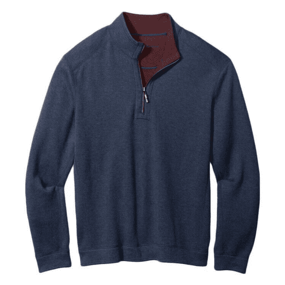 Tommy Bahama New Flipsider Reversible Half-Zip Sweater Island Navy Heather, M