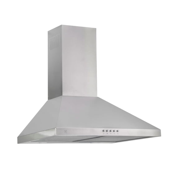 Campana para cocina de pared piramidal 60 cm Acero Inoxidable, 3 Velocidades, Doble Filtro de malla lavable y Filtro de carbón activado, Luz LED, Extrae y Purifica AVERA CEP60