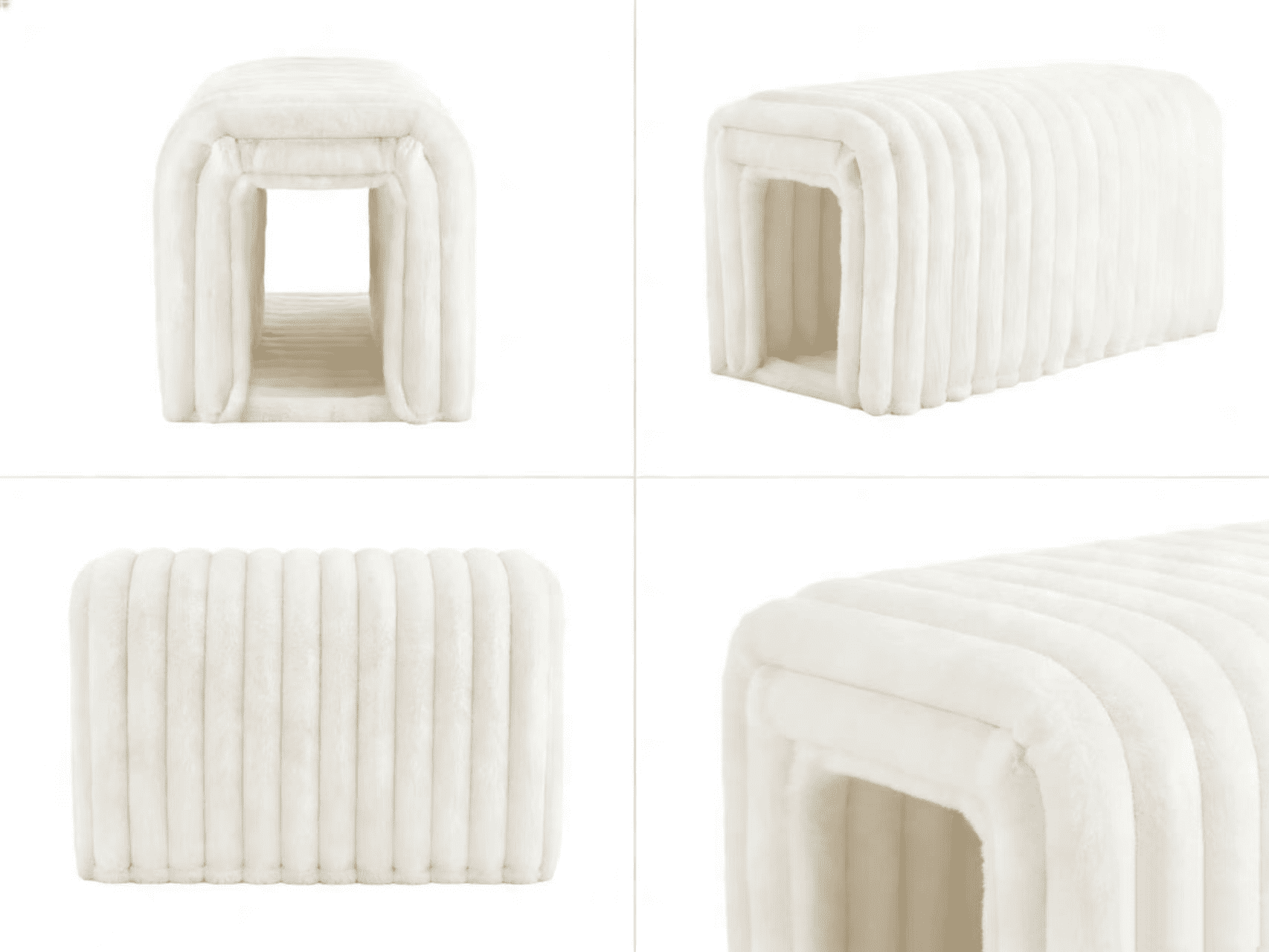 Howcool Corduroy Ottomans Bench with Cat Hideaway, 33"L Plush Upholstered Bench Ideal for Blanket Storage for Living Room & Bedroom
