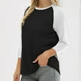 thumbnail image 3 of Weardear Women's 3/4 Sleeve Tops Casual Crew Neck Color Block Blouse (Women's）, 3 of 9