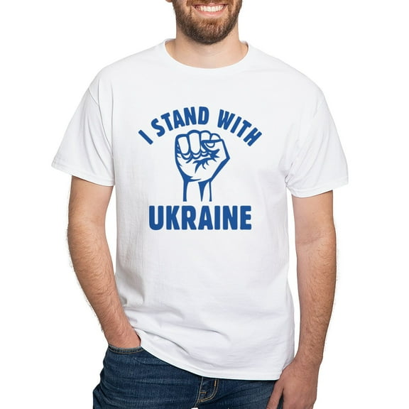 CafePress - I Stand With Ukraine White T Shirt - Men's White Classic Cotton T-Shirts