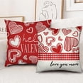 thumbnail image 4 of Valentines Day Throw Pillow Covers 20x20 Set of 2 Red Stripes Love Heart Decorative Pillow Cases Valentine Buffalo Plaid Outdoor Pillowcase for Sofa Couch Home, 4 of 6