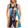 thumbnail image 1 of Balery Rainbow Bulldog Sunglasses Vestidos de verano para mujer con estampado: vestido holgado sin mangas, vestido playero informal y cómodo para días calurosos., 1 of 7