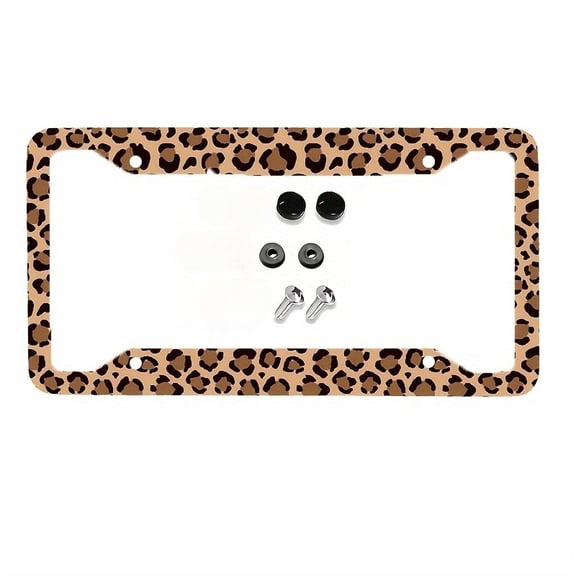 1pc Leopard Print License Plate Cover Sunflower License Plate Frame