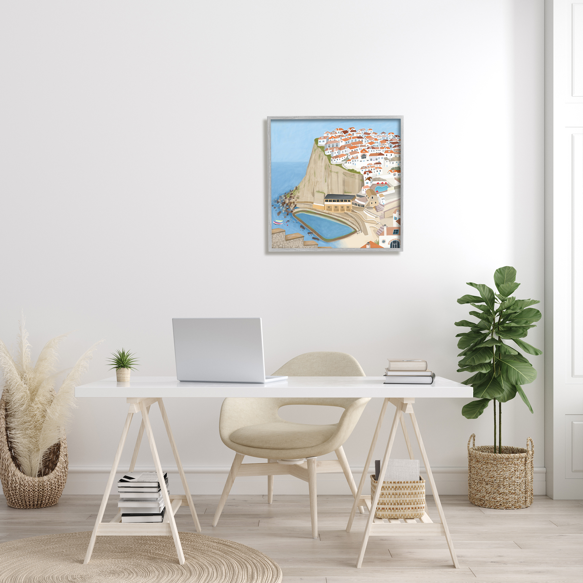 Stupell Industries Portugal Sea Port Coastal City Landscape Illustration, 24 x 24, Designed by Carla Daly