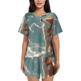thumbnail image 1 of Fotbe Starry Sky Cloud Fox Conjunto de Pijama Estampado para Mujer, 2 Piezas, Ropa de Dormir con Camiseta de Manga Corta y Shorts Suaves-Large, 1 of 6