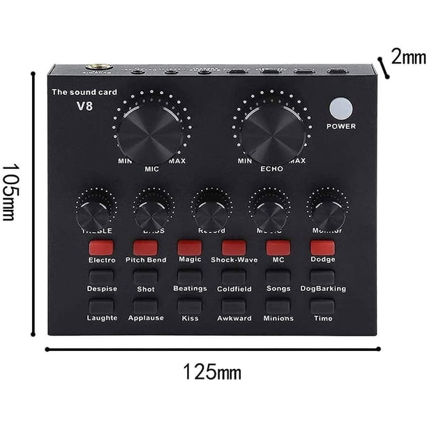 Tarjeta de sonido V8, micrófono, computadora, teléfono móvil, Ipad, tarjeta de sonido cambiador de voz Ps4, audio estéreo profesional"