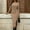 Brown, variant on ZOELNIC Women's Twist Front Bodycon Midi Dress, Casual Long Sleeve Round Neck Bodycon Dress with Side Slit Hem, Club Party Nightout Dresses, S