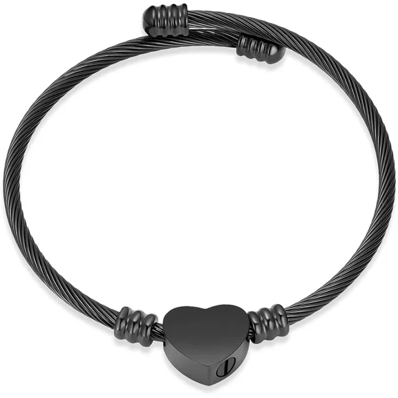Cremation Bracelet for Ashes Memorial Jewelry Stainless Steel Heart Shape Urn Pendant Chain Ashes Holder Funeral Keepsake