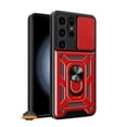 thumbnail image 2 of For Samsung Galaxy S24 Ultra 5G Built in Sliding Camera Lens Protection & Finger Ring Stand Holder Hybrid TPU PC Shockproof Phone Case Cover by Xpression - Red, 2 of 10