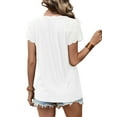 thumbnail image 5 of TEMOFON Tops for Women Blouses Summer Shirts Lace Short Sleeve Raglan TShirts Floral Casual V Neck Tee Shirts Tunic Tops Solid Color White Size S, 5 of 5