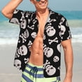 thumbnail image 7 of Pofeuu black white Skull bone Print Hawaiian Shirt for Men Sleeves Casual Button Down Summer Beach Dress Shirts T-Shirts,Medium, 7 of 7