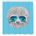 thumbnail image 3 of Ambesonne Sloth Shower Curtain, Hawaiian Beach Hipster, 69"Wx84"L, Grey Blue Aqua, 3 of 3
