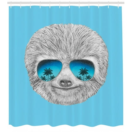 Sloth Shower Curtain Portrait Of Sloth With Mirror Sunglasses