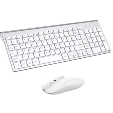 Wireless Keyboard Mouse Combo, Cimetech Compact Full Size Wireless Keyboard and Mouse Set 2.4G Ultra-Thin Sleek Design for Windows, Computer, Desktop, PC, Notebook, Laptop-Silver