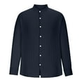 thumbnail image 4 of Leesechin Men's Linen Button Down Shirt Long Sleeve Casual Button Up Beach Summer Shirts Banded Collar, 4 of 6