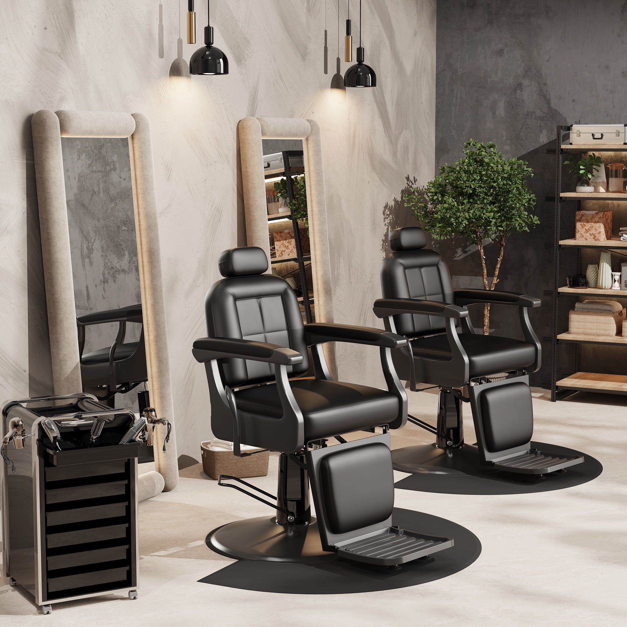 McKINLEY Vintage Barber Chair, Reclining Heavy Duty Barber Chair