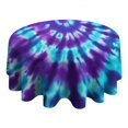 thumbnail image 4 of Purple Blue Tie Dye Spiral Pattern Round Tablecloth 60"x60",Wrinkle Wipeable Table Cloth for Kitchen Dining Room Picnic Patio Party, 4 of 6
