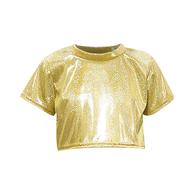 Timegard Vêtements pour Bébé Fille T-Shirts Courts Scintillants Manches Courtes Col Rond Haut Confortable Mode
