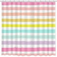 thumbnail image 3 of Rainbow Stripes Waterproof Shower Curtain for Bathroom Decorations with Plastic Hooks Color Horizontal Stripe Bathtub Decor Polyester Fabric Shower Curtains Set with Hooks 72"W x 96"L (Pack of 1), 3 of 6