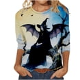 thumbnail image 2 of Zedker Womens Tops 3/4 Sleeve Shirts Round Neck Loose Casual Floral Print Blouses Tshirts Blue Plus L, 2 of 4