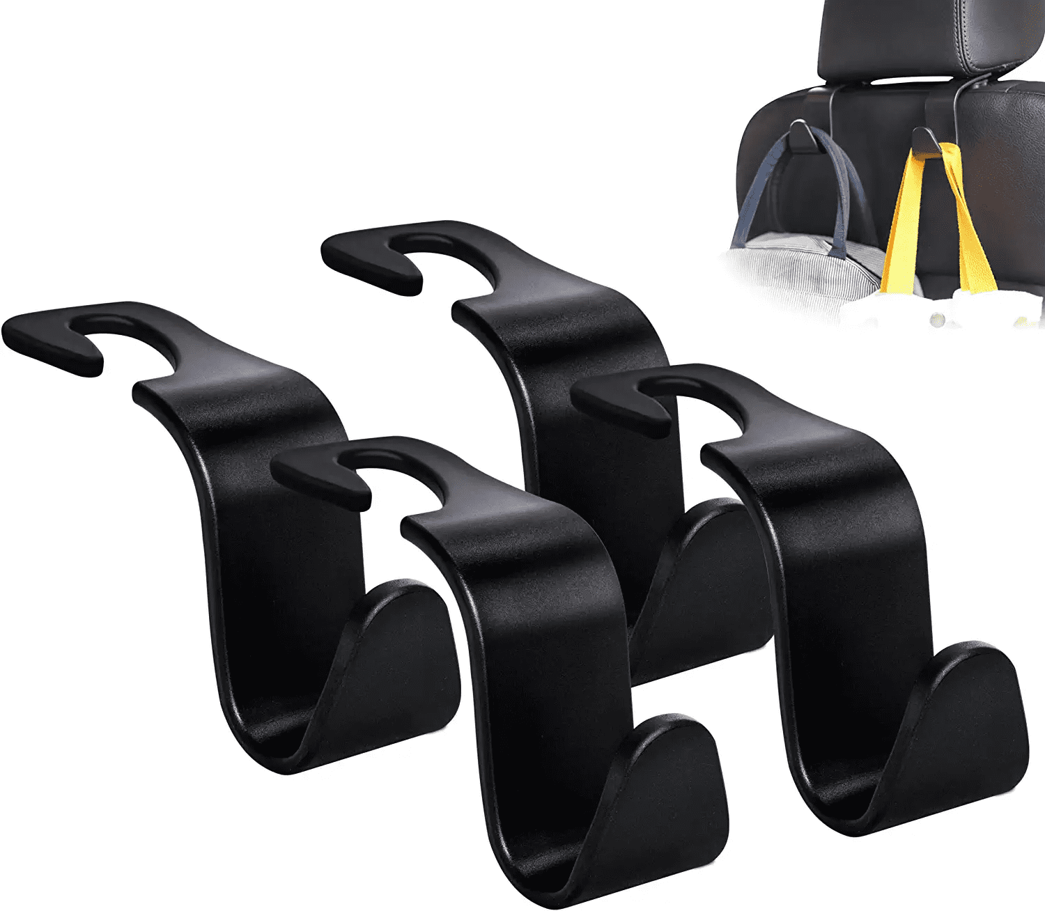EgadBlue Car Umbrella Holder Hooks (4 Pack) - Double Hook For Headrest, Universal Car Organizer