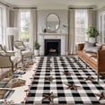 thumbnail image 2 of Black White Large Area Rugs 5x8 ft Buffalo Plaid Country Star Barn Barrel Farmhouse Washable Rug Non Slip Indoor Carpet Absorbent Floor Mat for Living Room Bedroom Dining Room, 2 of 9