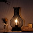 thumbnail image 4 of 11''H Vase Shape Metal Battery Operated Lamp with LED Edison Bulb(Black), 4 of 5