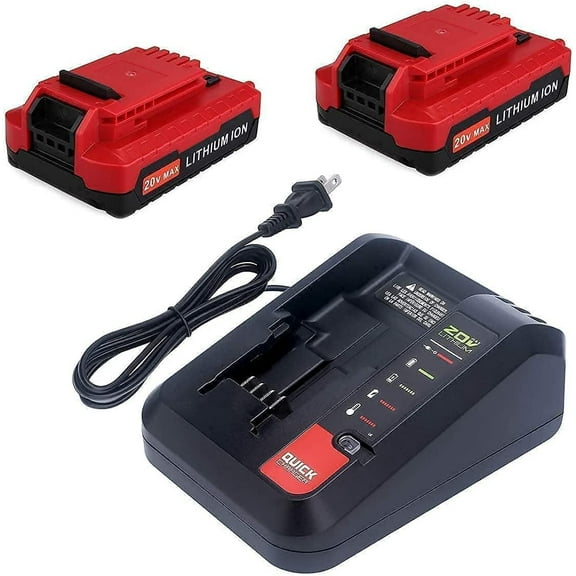 2PACKS 20V 3.0Ah Lithium Battery and Charger Replacement for Porter Cable PCC685L PCC680L PCC681L PCC682L PCC685LP 20-Volt Max