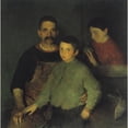 thumbnail image 2 of Charles Webster Hawthorne 12x12 Black Ornate Wood Framed Double Matted Museum Art Print Titled: The Family (1911), 2 of 5