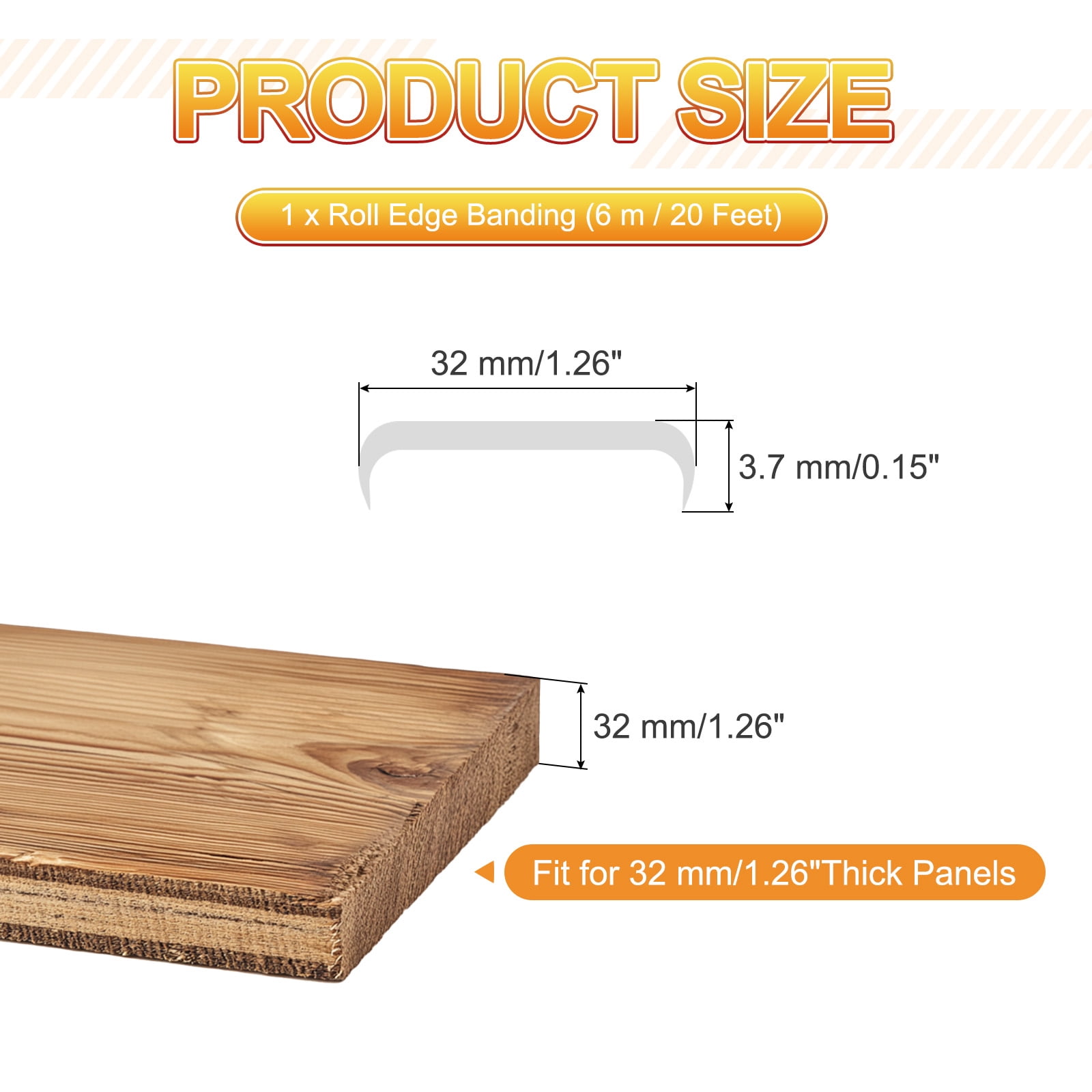 Uxcell TPE U-Shape Edge Banding Self Adhesive Flexible Veneer Edging Trim Furniture Edge Protector for Shelf Cabinet Table White 1-1/4 Inch x 20ft