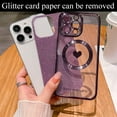 thumbnail image 2 of for iPhone 13 Pro Max Case Magnetic Glitter [ Compatible with MagSafe ], Bling Love Heart Clear Phone Case, Camera Protection Sparkly Plating Slim Soft Back Cover for Women Girls - Purple, 2 of 10