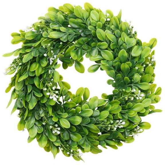 2 Pack Artificial Boxwood Wreath Leaves Wreath Decoration, 10 Inches