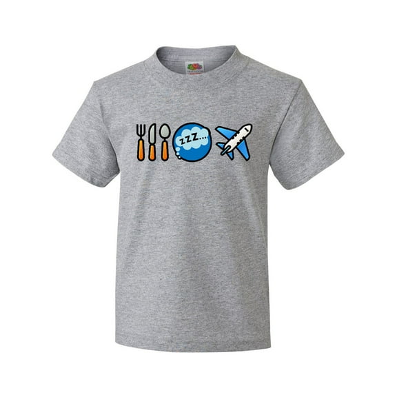 Inktastic Airplane Eat Sleep Fly Youth T-Shirt