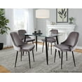 thumbnail image 2 of Clara-Marcel Contemporary Dining Set in Black Metal, Clear Glass and Silver Velvet - 5 Piece, 2 of 5