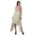 thumbnail image 2 of Moomaya Robe de Plage pour Femmes Sans Manches en Rayonne Unie à Ourlet Asymétrique pour Fête, 2 of 5