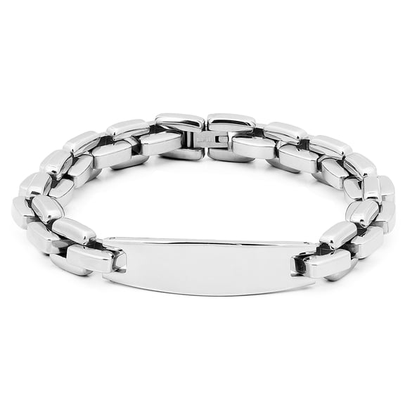 DRS, Inc. Stainless Steel Men's 8-Inch Link Bracelet, Gray