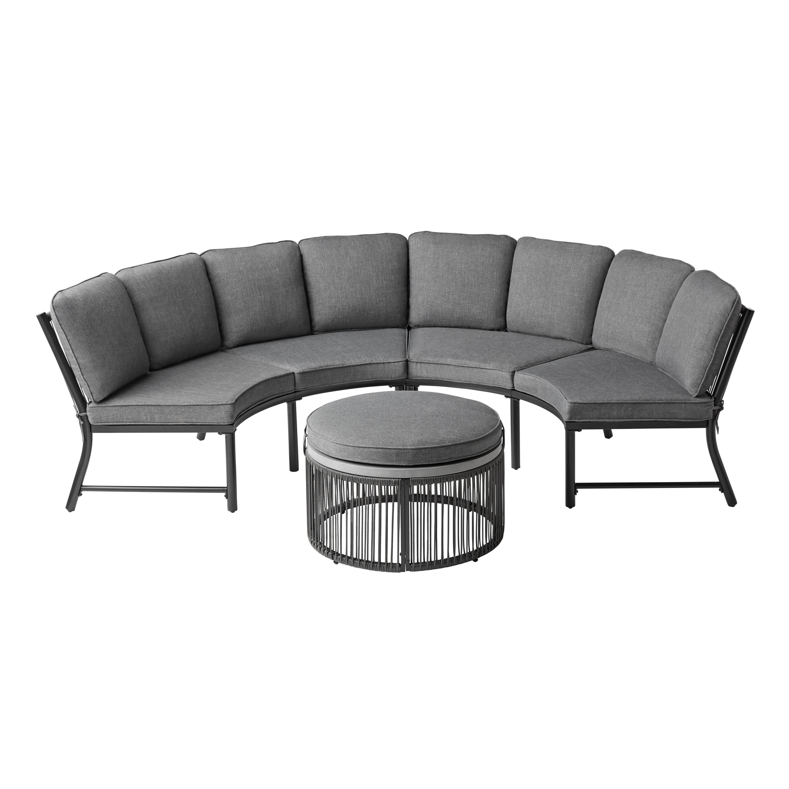 Mainstays Lawson Ridge 3-Piece Steel Curved Outdoor Sectional Set with Cushions, Gray - image 2 of 8