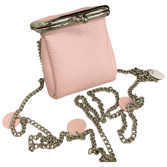 Pink Mini Crossbody Bag, Cute Lipstick Coin Purse for Women with Chain Strap, Small PU Leather Bag with Kiss-lock Closure
