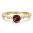 thumbnail image 3 of Gem Stone King 14K Two Tone Gold Red Rhodolite Garnet and Lab Grown Diamond Engagement Ring for Women | 0.76 Cttw | Round 5MM | Gemstone January Birthstone | Size 6, 3 of 6