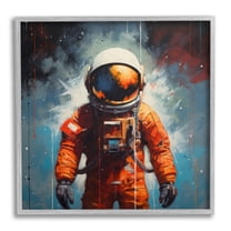 Stupell Industries Abstract Astronaut Portrait Abstract Painting Gray Framed Art Print Wall Art, 12 x 12