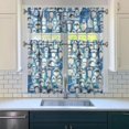 thumbnail image 3 of Kitchen Curtains 36 Inch Short - 3 Panel Set, Shark Whale Dolphin Ocean Theme, Rod Pocket Window Curtain, 100% Polyester for Nautical Farmhouse Kitchen, Easy Wash, 3 of 6