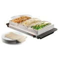 thumbnail image 2 of HomeCraft 2.5 qt Buffet Server Food Warmer, 3 Station Warming Tray with Stainless Steel Base, 2 of 2