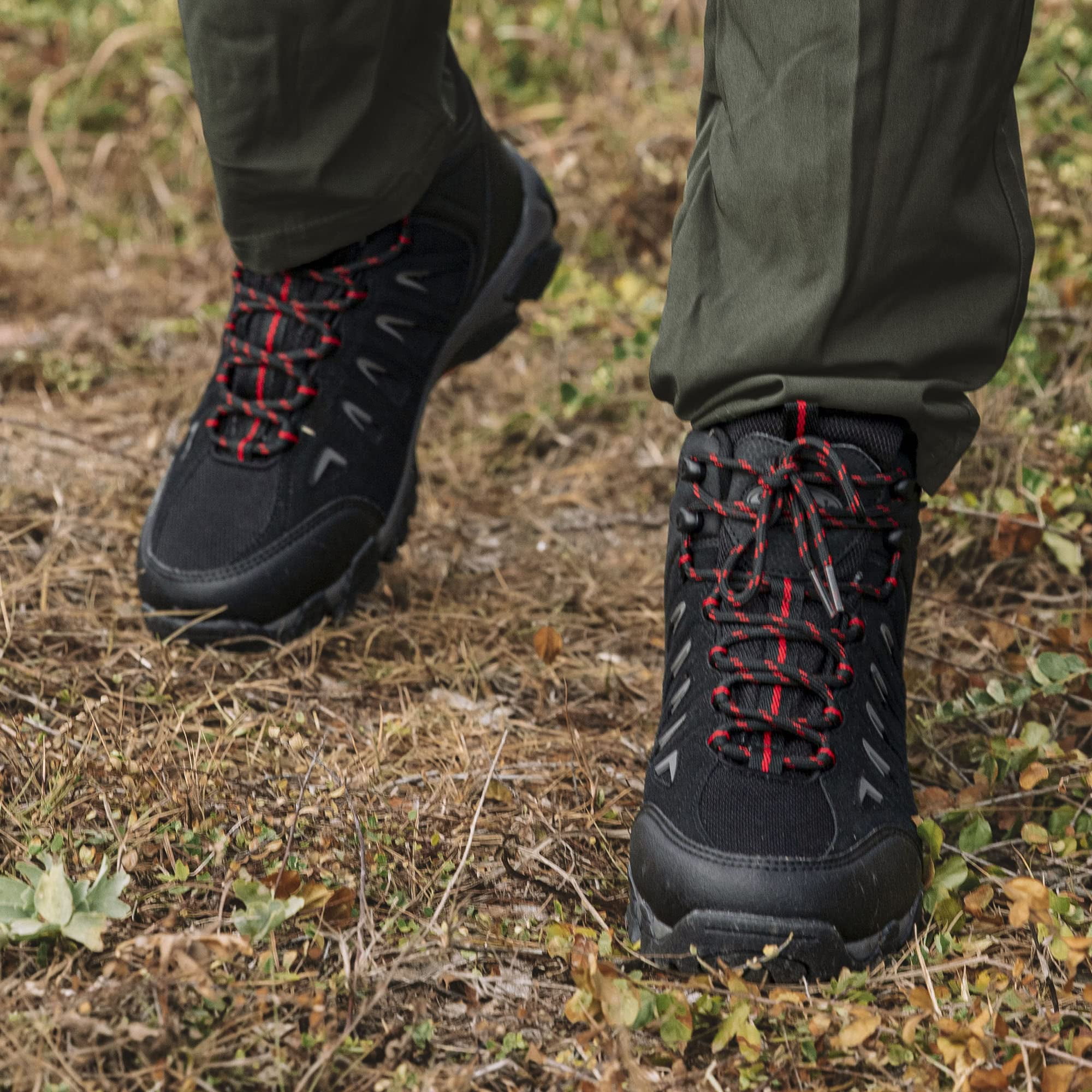 COM STAR Men’s Hiking Boots Mid-Top Outdoor Trekking Shoes Comfortable Durable Trail Boots for Camping, Climbing, Hiking & Outdoor Walking