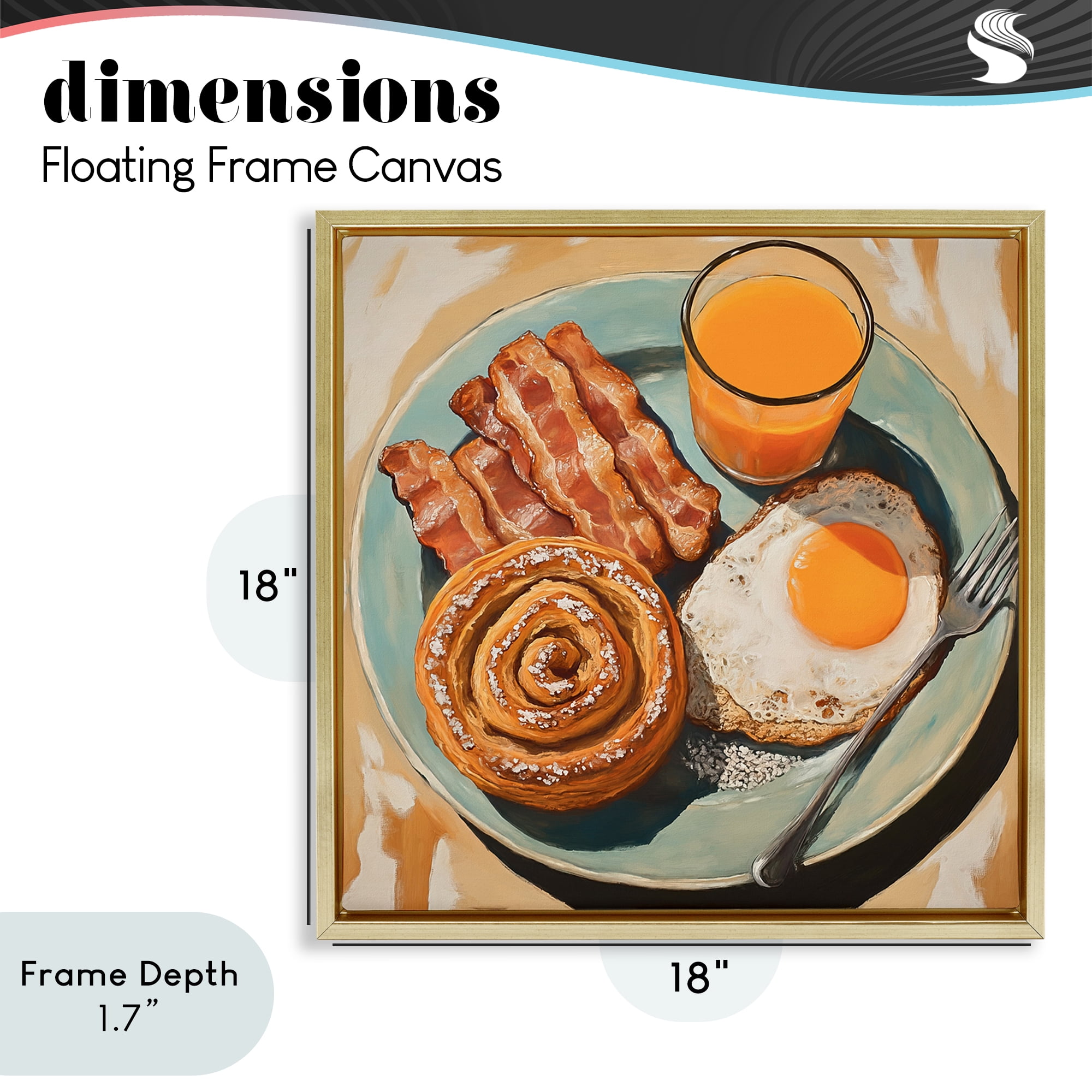 Stupell Industries Cinnamon Roll Breakfast Gold Framed Floater Canvas Wall Art, design by Tina LeCour