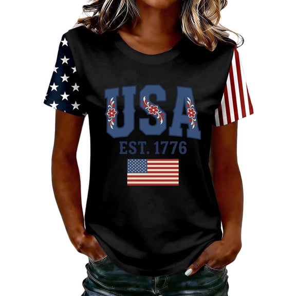 MEICHEN Women's Printed Tops Short Sleeves Blouse Tops Women's Blouse Short Sleeve T Shirt Round Neck T Shirt